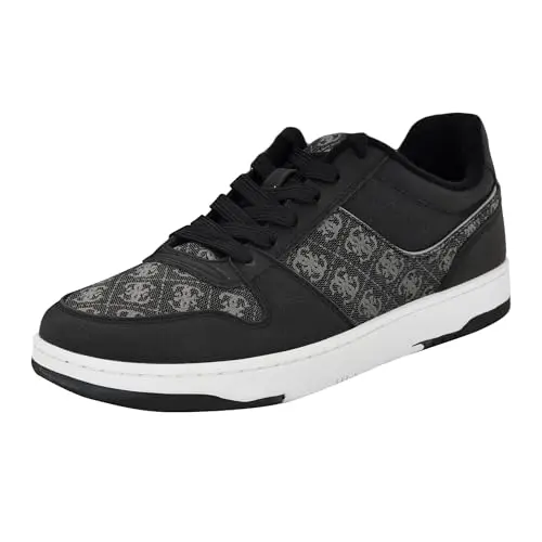Zapatillas GUESS Tryon de Cuero Negro con Detalles Perforados