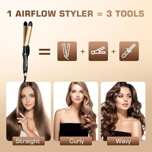 Tenaza 2 en 1, Plancha y Rizador de Pelo 1.25”, Temperatura Ajustable y Voltaje Dual - imagen 2