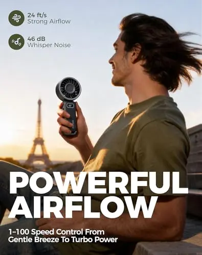 Ventilador Turbo Portátil Diveblues, 100 Velocidades, 4 en 1, Recargable USB-C y Ligero para Verano - imagen 2