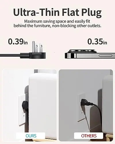 Extensión de 15 ft NTONPOWER: Toma múltiple con 3 salidas y 3 puertos USB, incluido USB-C - imagen 4