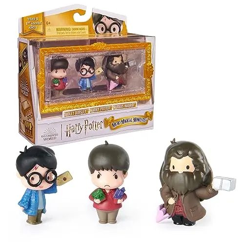 Set de Figuras Mágicas Harry Potter: Incluye Harry, Hagrid, Dudley y Estuche de Exhibición