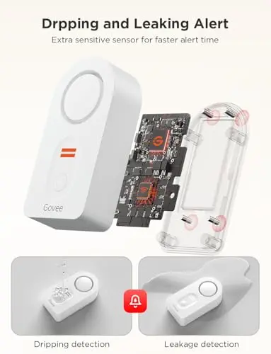 Detector de Filtraciones Govee WiFi - Alarma de 100dB y Notificaciones Remotas por App - imagen 5