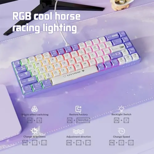 Combo Teclado y Ratón AJAZZ AK680 Mecánico 60% RGB, Hot-Swappable y Antighosting - imagen 3