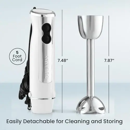 Batidora de Inmersión Zulay Kitchen 800W con Modo Turbo, Acero Inoxidable, BPA-Free - imagen 4