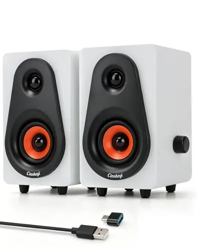 Cinnkeyi Altavoces de Escritorio Blancos USB 12W estéreo de alta fidelidad para PC y Laptop