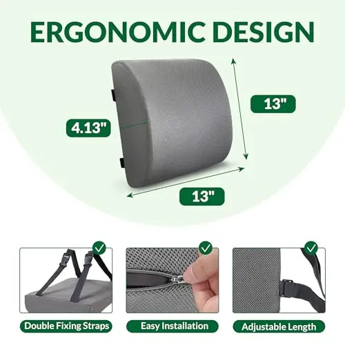 Almohada Lumbar FuturaLoom para Silla de Oficina y Auto - Espuma de Memoria de Carbón con Funda 3D - imagen 2