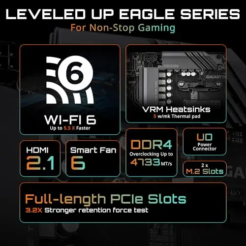 Placa base GIGABYTE B550 Eagle WIFI6: Soporta Ryzen 5000, 10+3 fases, PCIe 4.0 y conectividad avanzada. - imagen 3