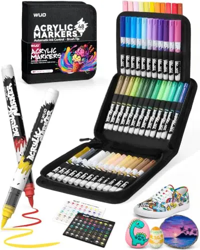 Set de 48 Marcadores Acrílicos con Control Automático de Tinta Líquida