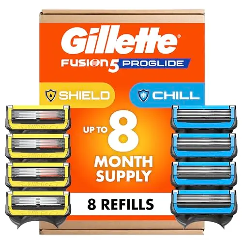 Recambios de Cuchillas Gillette ProGlide Chill y Shield, 8 Cuchillas para Afeitado Suave