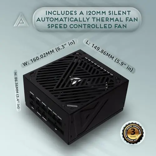 Fuente de Poder Apevia ATX-SL1000W, 1000W, Modular, Compatible con ATX 3.0 y PCIe 5.1 - imagen 5