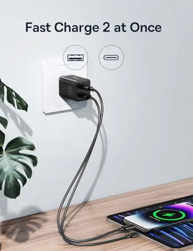 Cargador Baseus 30W USB-C PD: Doble Puerto, Carga Rápida y Plegable para Dispositivos Apple y Android - imagen 3