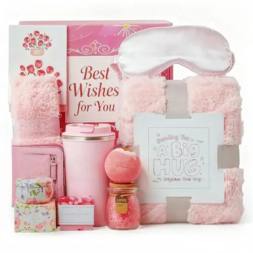 Cesta de Spa y Autocuidado Rosa para Mujeres: Regalos de Cumpleaños y Recuperación