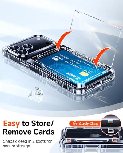 Funda LeYi para iPhone 17 Pro Max: Protector Militar con Cartera Transparente y Bloqueo Seguro - imagen 4