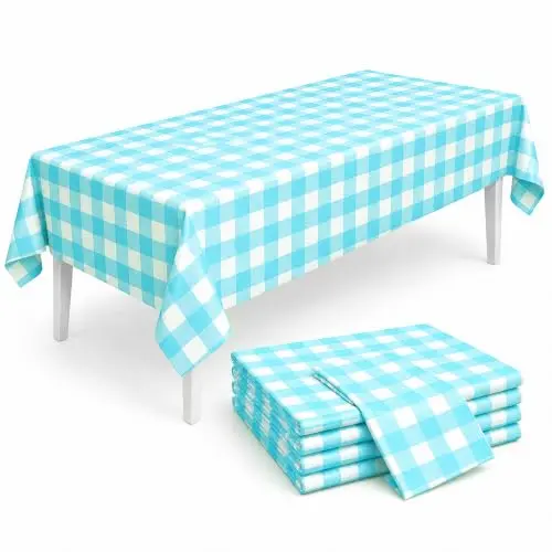 Manteles desechables C CRYSTAL LEMON 54x108, 4 pack, Turquesa y blanco a cuadros