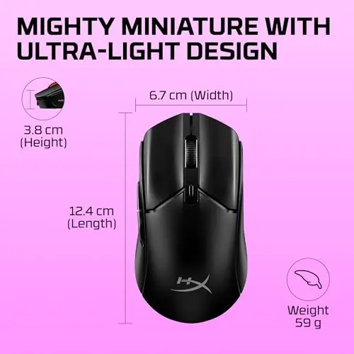 HyperX Pulsefire Haste 2 Mini: Mouse Gaming Inalámbrico Compacto y Ligero con 26K DPI - imagen 3