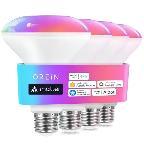 Bombillas Inteligentes OREiN Matter BR30, RGBTW, 60W, 650lm, Control por Alexa y Google Home