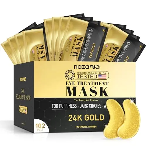 NAZANO 102 Pcs Parches de Ojos 24K Oro – Hidratación y Revitalización