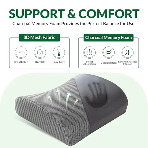 Almohada Lumbar FuturaLoom para Silla de Oficina y Auto - Espuma de Memoria de Carbón con Funda 3D - imagen 3