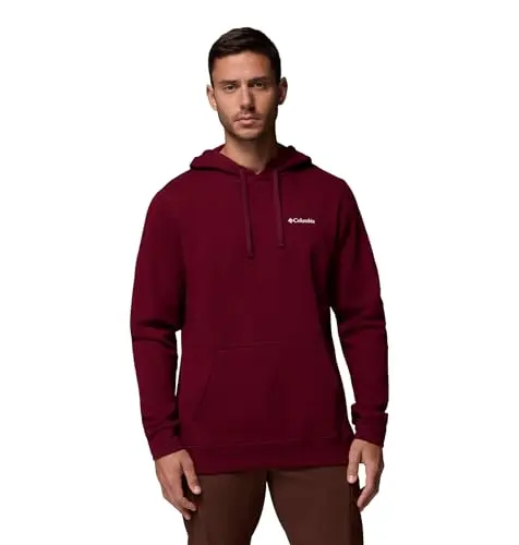 Sudadera Columbia para Hombre, Manga Larga, Color Vino, Logo en la Manga, Talla M