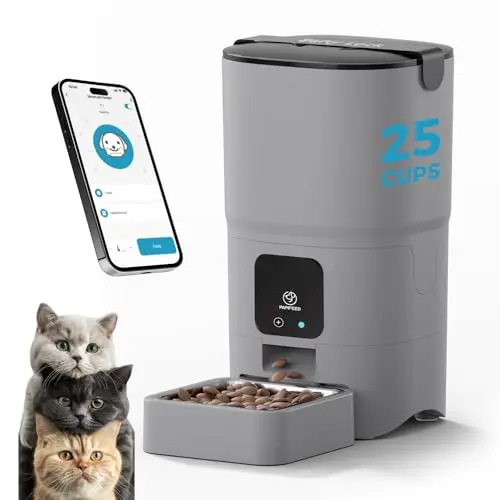 PAPIFEED Comedero Automático para Gatos: Control WiFi y APP, 10 Comidas/Día, Doble Fuente de Energía