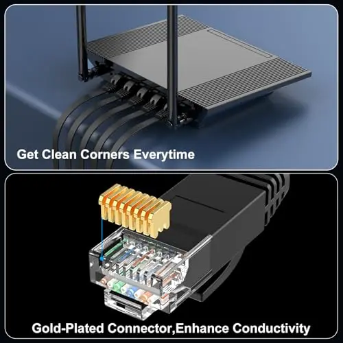 Cable Ethernet Cat 6 100 ft, Velocidades de hasta 10Gbps, Diseño Flexible y Plano, Con Clips - imagen 5