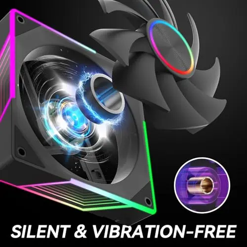 Ventilador ARGB de 120mm con Espejo Infinito, 1800RPM, 3 Pack, Negro - imagen 3