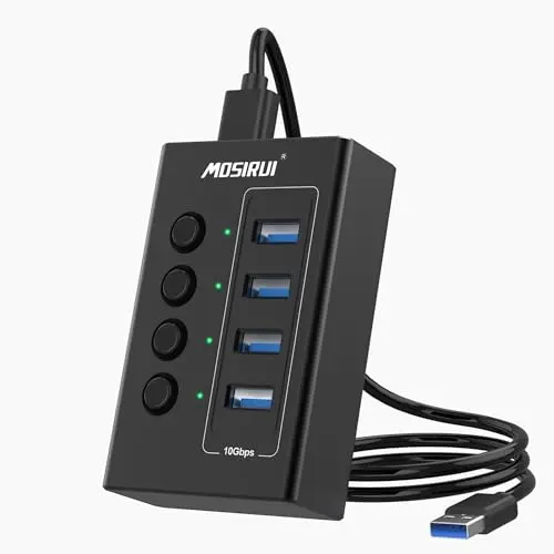 Hub USB 3.2 de 4 puertos con adaptador multiport y switches independientes