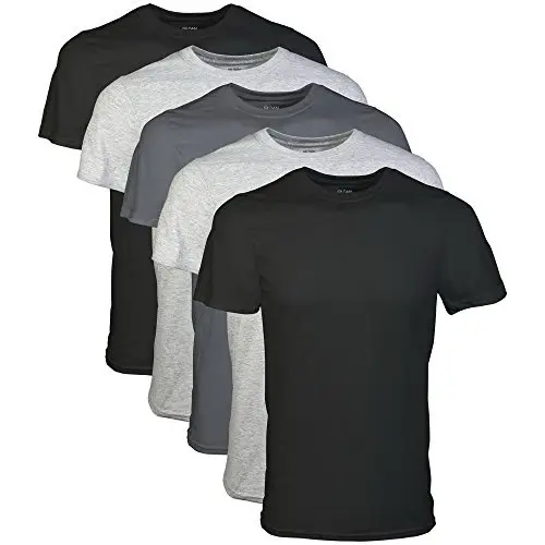 Camisetas de Cuello Redondo Gildan para Hombre, Paquete de 5, Colores Negro y Gris, Talla Grande