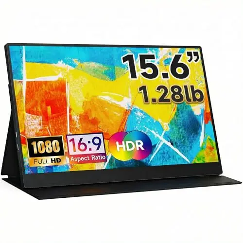 Monitor Portátil de 15.6" FHD: Ultra Liviano, 60Hz, USB-C & HDMI para Laptop, Consolas & Móviles