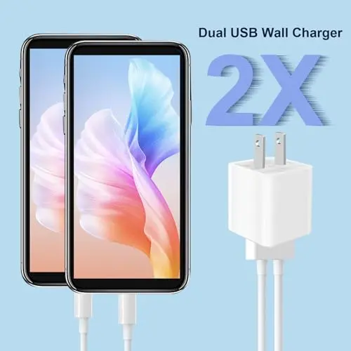 Cargador USB de Pared Dual, Adaptador Compacto para iPhone y Android (Blanco y Negro) - imagen 3