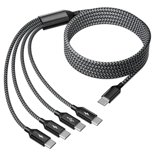 Cable USB-C a USB-C 4 en 1, carga multi para dispositivos, 5FT de durabilidad excepcional