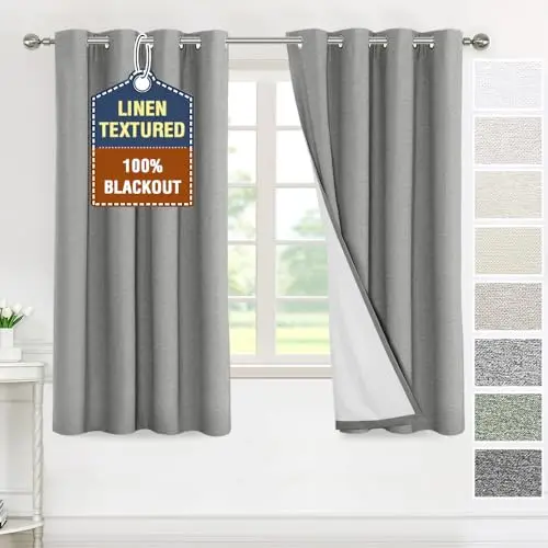 Cortinas H.VERSAILTEX 100% Blackout - 2 Paneles de 52x63 Pulgadas en Gris Ultimate