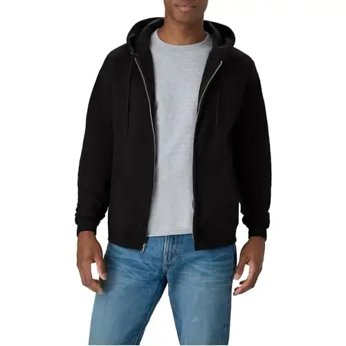 Hanes Sudadera con Capucha de Cierre Completo Eco-smart para Hombre, Negra, Talla Grande