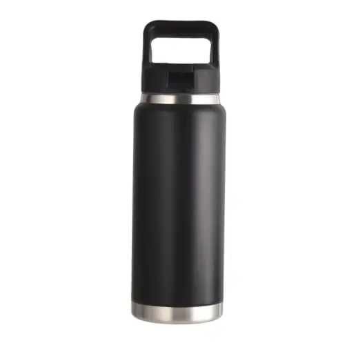 Botella de Agua CYPHERTAN 27oz con Tapa de Sorbete - Acero Inoxidable Aislado al Vacío (Negro)