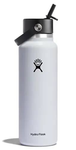 Botella Hydro Flask 40 Oz Blanca - Acero Inoxidable Aislada con Tapa de Sorbo Antiderrame
