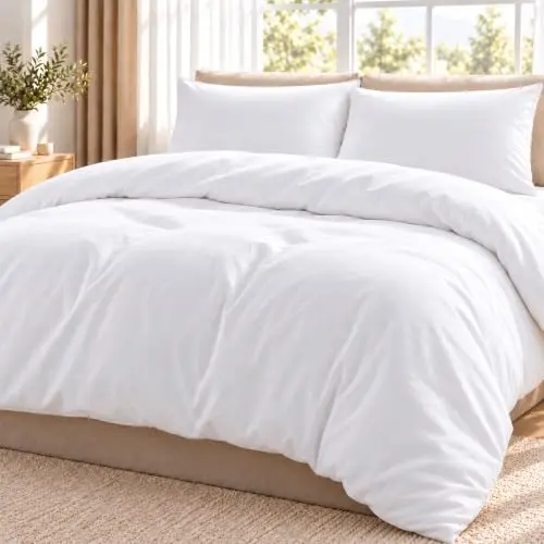Funda de Edredón King Size SheRest Blanca - 3 Piezas, Certificada Oeko-TEX, Suave y Sin Arrugas
