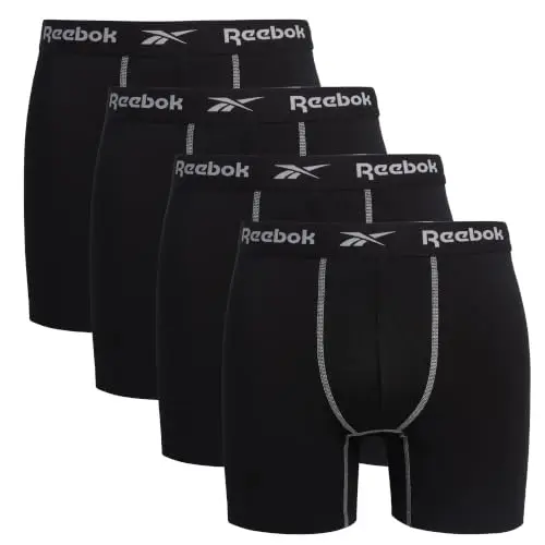 Reebok Boxer Briefs para Hombre - 4 Pack, Sin Costura, 6" de Largo, Tecnología Anti-Humedad