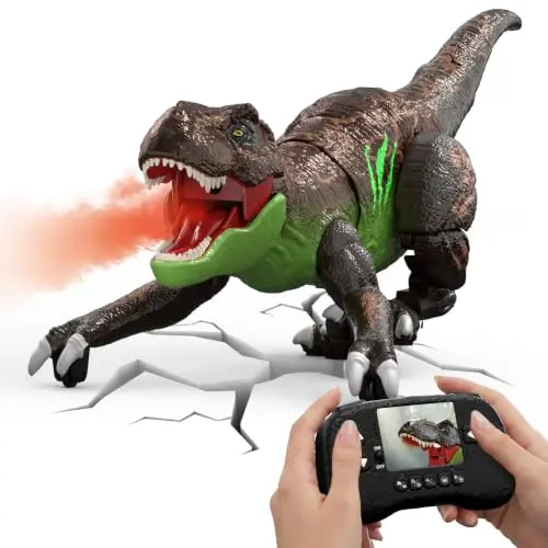 Robot Dinosaur T-Rex RC con Cámara y Pantalla LCD, Simulación Realista y Efectos de Luz