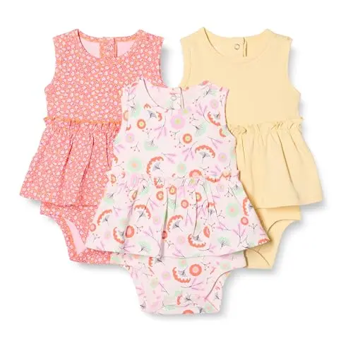 Conjunto de 3 Vestidos Sin Mangas para Bebés de Amazon Essentials - Amarillo Claro y Flores