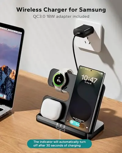 Estación de Carga 3 en 1 Eddibox para Samsung: Carga Rápida para Galaxy S25/S24/S23 y Reloj - imagen 3