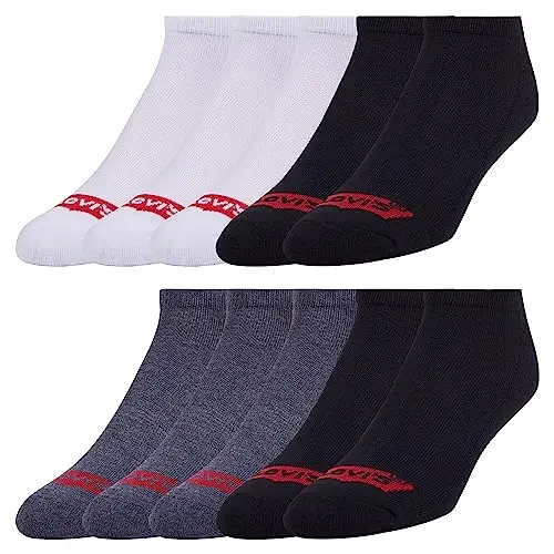Levi's 10 Pairs de Calcetas Cortas para Hombre, Talla 10-13, Ideal para Actividades Diarias
