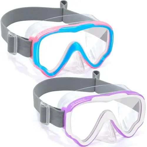 Gafas de natación Vvinca: 2 paquetes con tiras elásticas, anti-vapor y protección UV para niños de 3 a 14 años.
