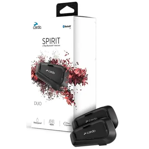 Auriculares de Comunicación Bluetooth Cardo Systems Spirit para Motocicleta - Negro, Doble Pack