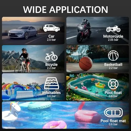 Compresor ApexNexus 4 en 1: Inflador, Jump Starter y Linterna LED, 150PSI, Batería de 28000mAh - imagen 3