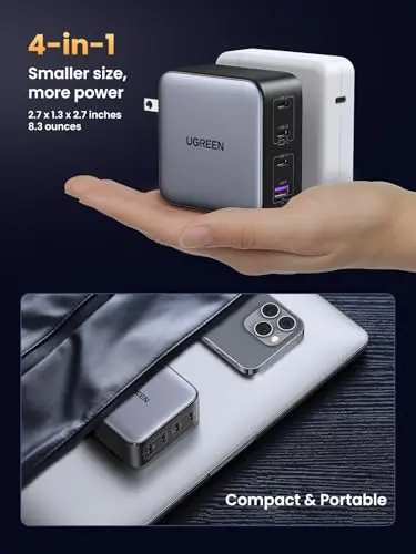 Cargador UGREEN Nexode 100W GaN USB-C, 4 Puertos, Rápido y Compacto para Laptop y Dispositivos - imagen 5