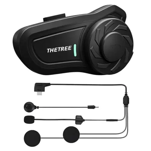 Intercom Bluetooth THETREE X2 para moto: Conexión 5.4, audio claro y batería de 18h.