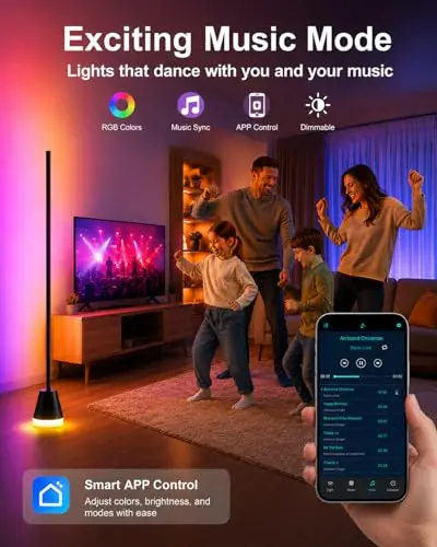 Lámpara de Pie RGB Inteligente Keepsmile con 172 LEDs, Control APP y Sincronización Musical - imagen 4