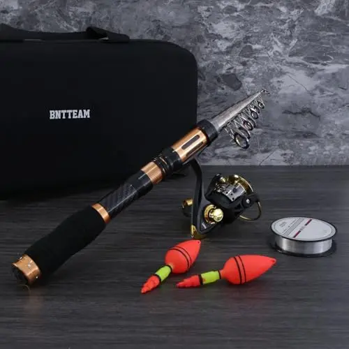 Juego de caña y carrete de pesca BNTTEAM, ligero, portátil y fluorescente, ideal para todo tipo de pesca. - imagen 2