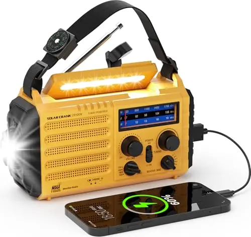 Radio de Emergencia Portable con Solar y Manivela - NOAA/AM/FM/SW