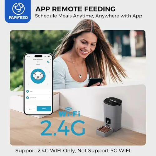 PAPIFEED Comedero Automático para Gatos: Control WiFi y APP, 10 Comidas/Día, Doble Fuente de Energía - imagen 2